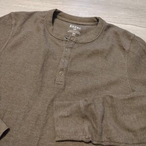 Rhone Waffle Henley Long Sleeve Shirt Size M, Brown Mens